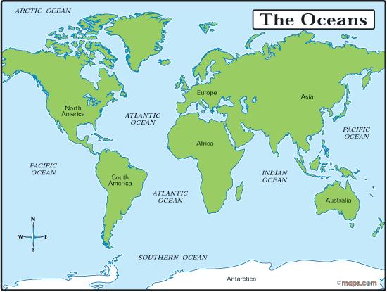 Name The Five Oceans Of The World. - Flashcard