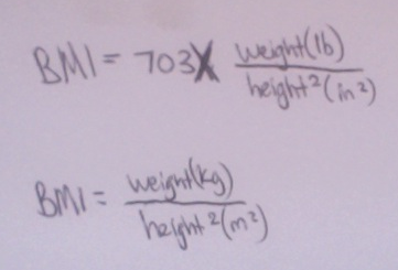 Formula For BMI Calculation  - Flashcard