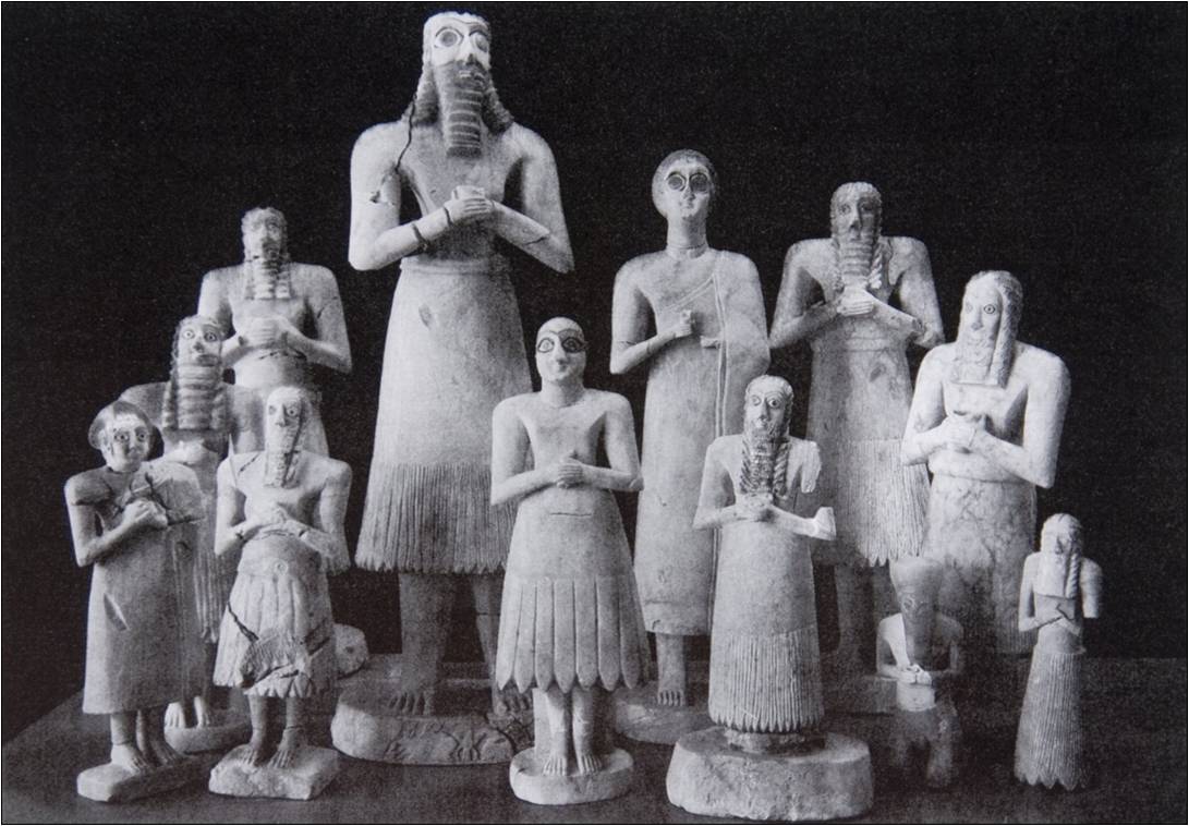 Votive Statuettes;
Tell Asmar, Iraq; C. 2500... - Flashcard