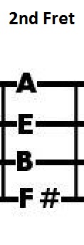 What Are The Strings / Notes On 2nd Fret... - Flashcard